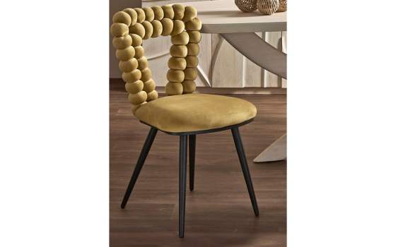 Silla Moderna Metal Tapizada Mostaza Triangular Serie Nimpha