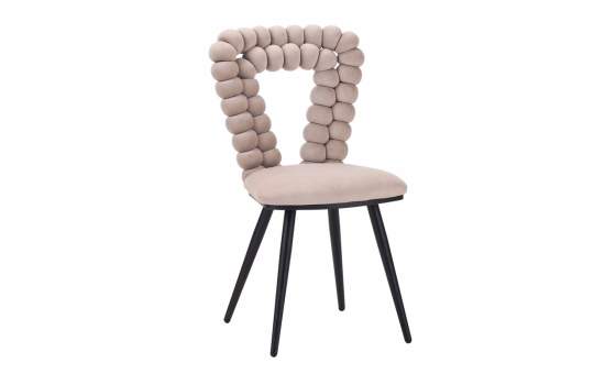 Silla Terciopelo Beige Estilo Moderno Triangular Serie Nimpha