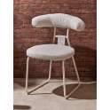 Silla Actual Metalica Asiento Respaldo Tapizado Beige Kirk