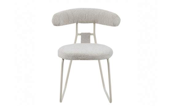 Silla Actual Metalica Asiento Respaldo Tapizado Beige Kirk