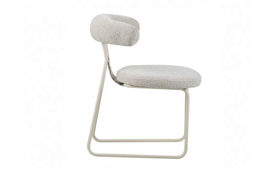 Silla Actual Metalica Asiento Respaldo Tapizado Beige Kirk