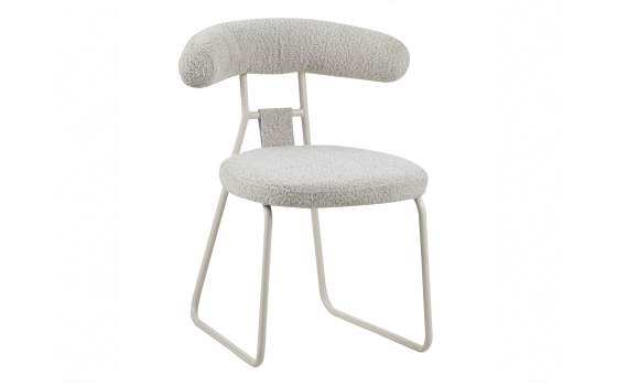 Silla Actual Metalica Asiento Respaldo Tapizado Beige Kirk