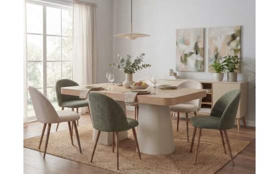 Silla Actual Tapizada Chenilla Suave Color Beige - Serie Afaia