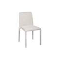 Silla Apilable Actual Tapizada Chenilla Beige - Serie Luka
