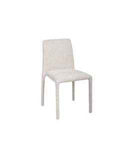 Silla Apilable Actual Tapizada Chenilla Beige - Serie Luka