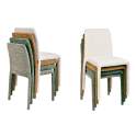 Silla Apilable Actual Tapizada Chenilla Beige - Serie Luka