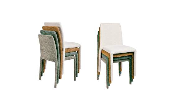 Silla Apilable Actual Tapizada Chenilla Verde - Serie Luka