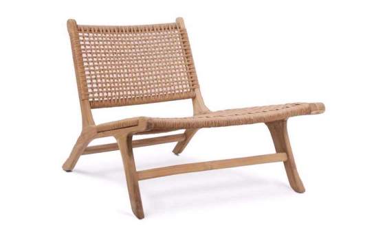 Silla Baja Diseño Madera Natural Teca Serie Tokio