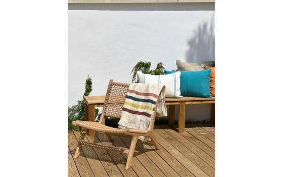 Silla Baja Diseño Madera Natural Teca Serie Tokio
