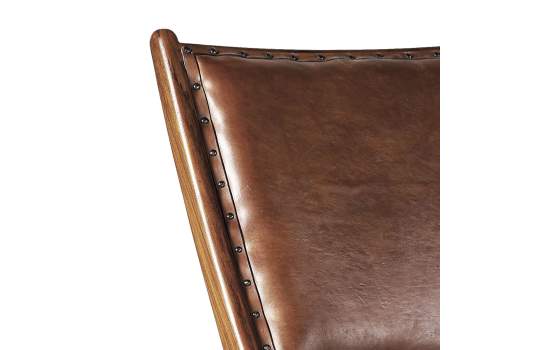 Silla Baja Salon Piel y Madera Serie Ayrer
