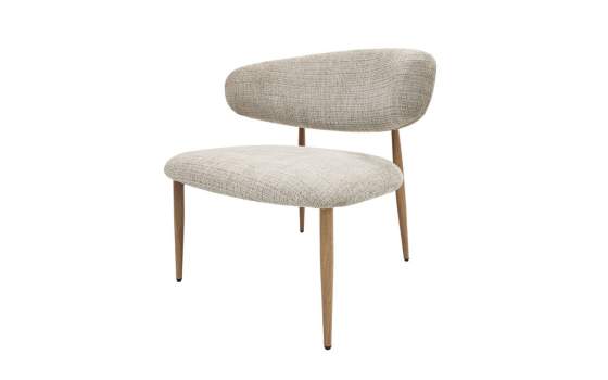 Silla Baja Salon Tapizada Beige Topo - Serie Acolet