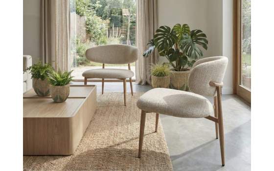 Silla Baja Salon Tapizada Beige Topo - Serie Acolet