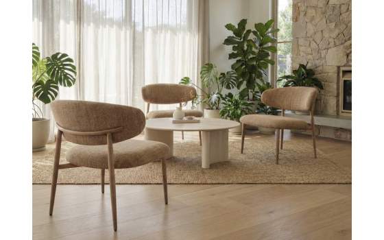 Silla Baja Salon Tapizada Mostaza - Serie Acolet
