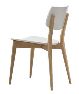 Silla Basic Asiento Madera Blanca Patas Roble Adott