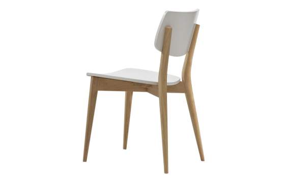 Silla Basic Asiento Madera Blanca Patas Roble Adott