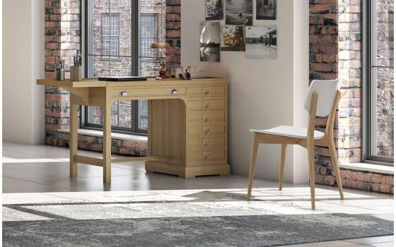 Silla Basic Asiento Madera Blanca Patas Roble Adott