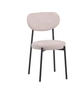 Silla Basica Tapizada Rizo Suave Beige Patas Metal Serie Maui