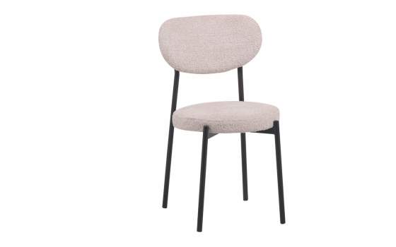 Silla Basica Tapizada Rizo Suave Beige Patas Metal Serie Maui