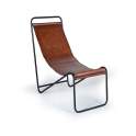Silla Chaise Longue Tumbona Diseño Actual Acero Piel Abuli