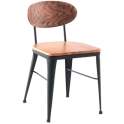 Silla Chapa de Acero Curvo con Respaldo y Asiento Madera Ahujar