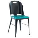 Silla Chapa de Acero y Asiento Madera Serie Ahujar