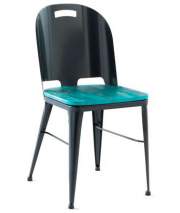 Silla Chapa de Acero y Asiento Madera Serie Ahujar
