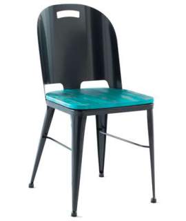 Silla Chapa de Acero y Asiento Madera Serie Ahujar