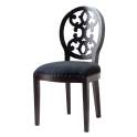 Silla Clasica Madera Negra Tapizada Negra Serie Rococo