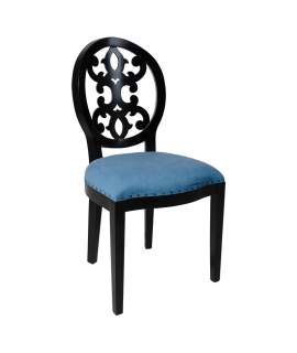 Silla Clasica Madera Negra Tapizada Tejano Serie Rococo