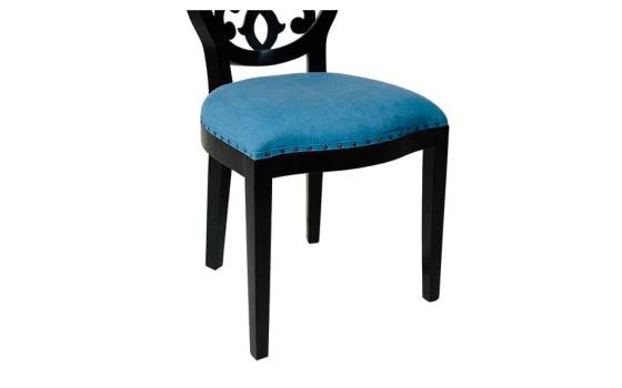 Silla Clasica Madera Negra Tapizada Tejano Serie Rococo