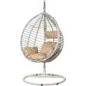 Silla Colgante Rattan Sintetico y Acero en Blanco Althaus