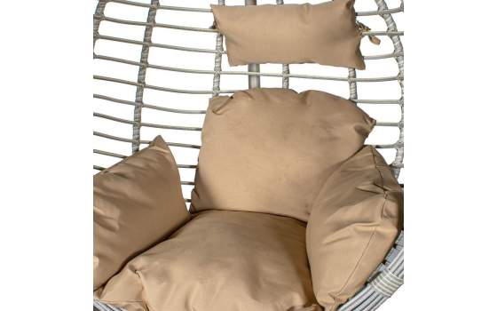 Silla Colgante Rattan Sintetico y Acero en Blanco Althaus