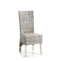Silla Colonial en Ratan natural Glaseado Blanco Serie New White
