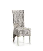 Silla Colonial en Ratan natural Glaseado Blanco Serie New White
