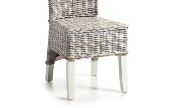 Silla Colonial en Ratan natural Glaseado Blanco Serie New White