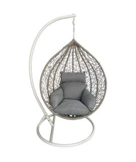 Silla Columpio Colgante Acero Blanco y Ratan Crema - Ahrana