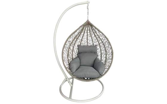 Silla Columpio Colgante Acero Blanco y Ratan Crema - Ahrana