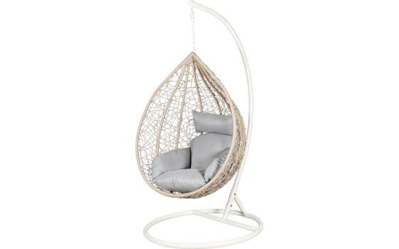 Silla Columpio Colgante Acero Blanco y Ratan Crema - Ahrana