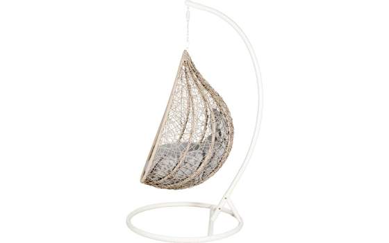 Silla Columpio Colgante Acero Blanco y Ratan Crema - Ahrana