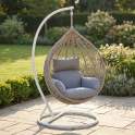 Silla Columpio Colgante Acero Blanco y Ratan Crema - Ahrana
