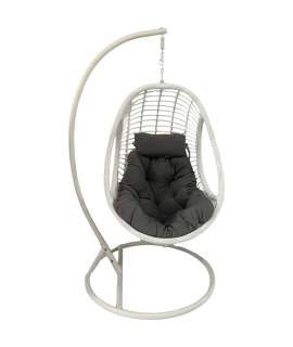 Silla Columpio Colgante Acero Blanco y Ratan Sintetico - Ahrana