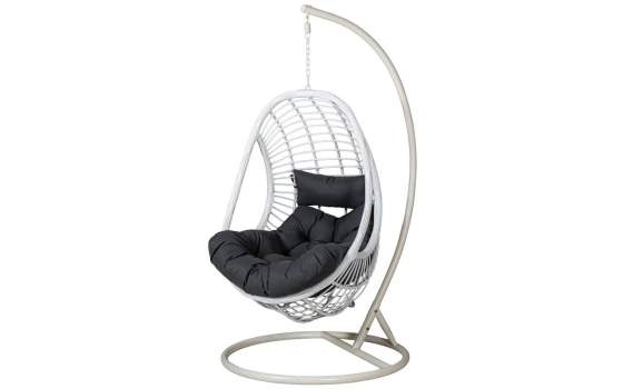 Silla Columpio Colgante Acero Blanco y Ratan Sintetico - Ahrana