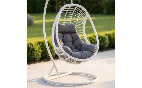 Silla Columpio Colgante Acero Blanco y Ratan Sintetico - Ahrana