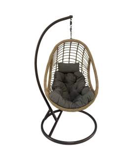 Silla Columpio Colgante Acero Negro y Ratan - Serie Ahrana