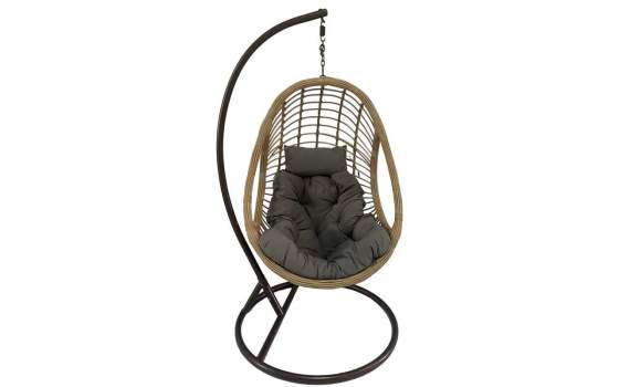 Silla Columpio Colgante Acero Negro y Ratan - Serie Ahrana