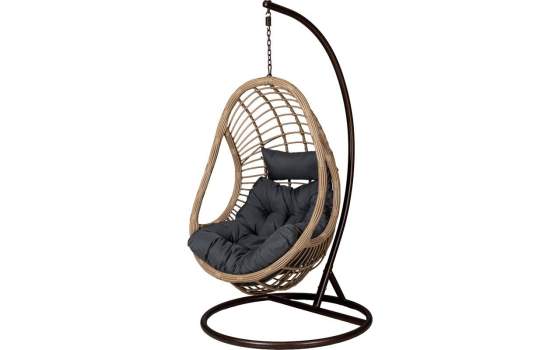 Silla Columpio Colgante Acero Negro y Ratan - Serie Ahrana