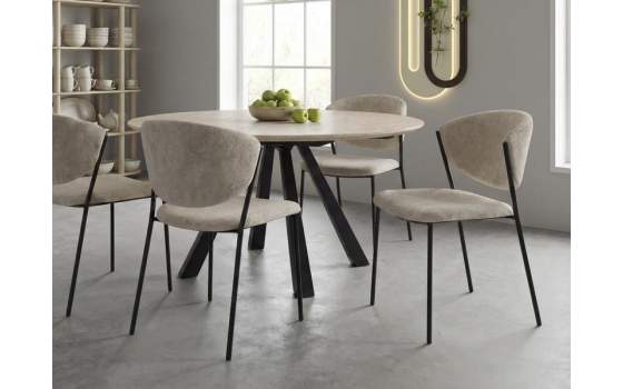 Silla Comedor Actual Acero Negro y Tapizado Beige - Aours