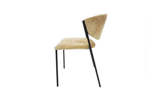 Silla Comedor Actual Acero Negro y Tapizado Mostaza - Aours