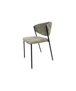 Silla Comedor Actual Acero Negro y Tapizado Verde - Aours
