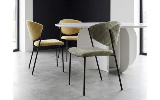 Silla Comedor Actual Acero Negro y Tapizado Verde - Aours